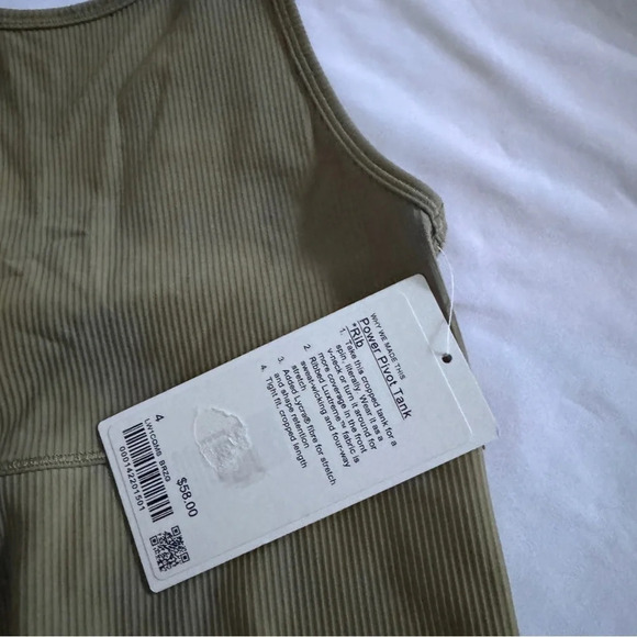 🆕💚 Lululemon Power Pivot Tank Ribbed - Bronze Green - Picture 5 of 12